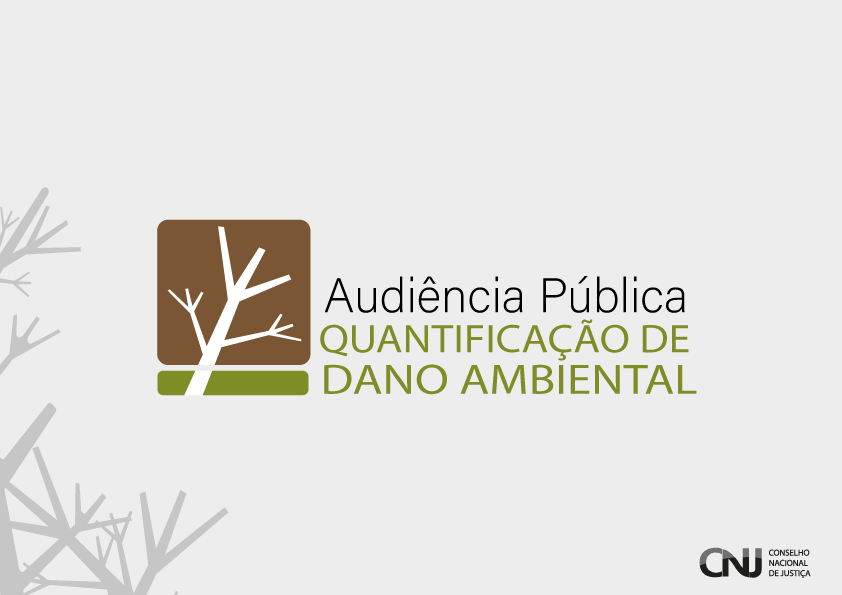 card branco escrito "Audiência Pública Sobre Quantificação de Dano Ambiental"