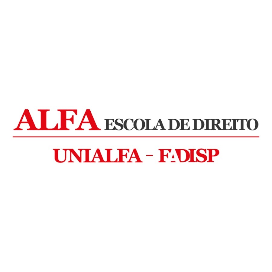 card escrito em vermelho ALFA UNIALFA-FADISP e em cinza escola de direito