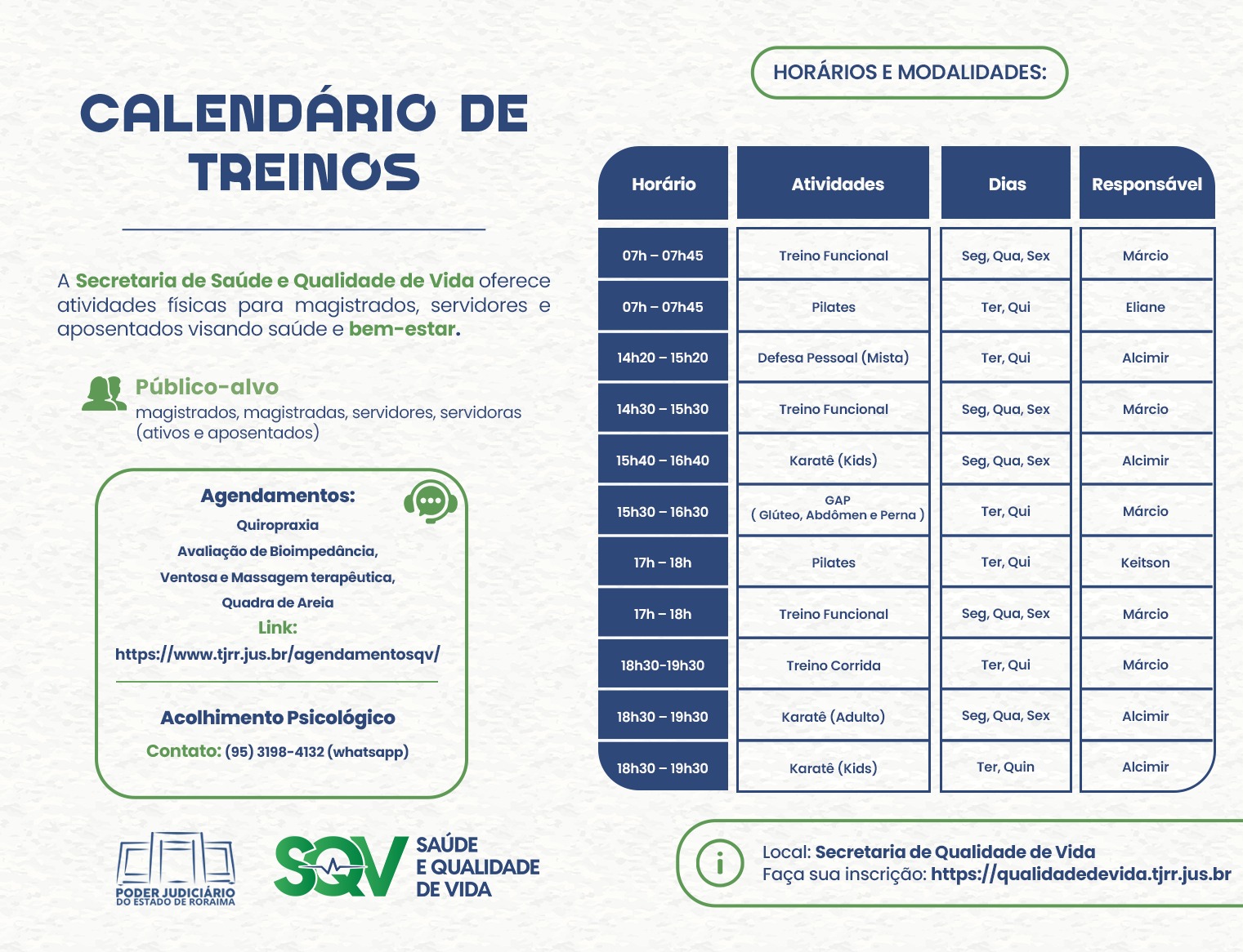 Calendário de Treinos - 2026